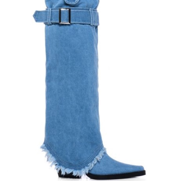 Denim Cowboy Boots with Removable Extension - Picture 5 of 5